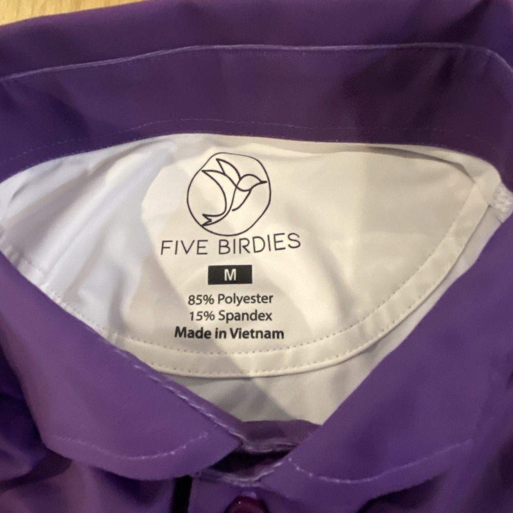 Five Birdies polo Men's Medium Purple Geometric Short Sleeve Endalz Pro-am - Picture 5 of 9